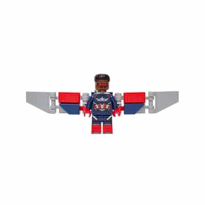 Captain America (Sam Wilson) - Dark Blue Suit, Dark Blue Printed Legs with Red Boots, Backpack and Wings