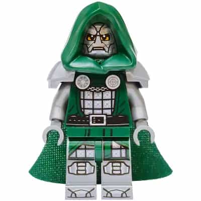 Dr. Doom - Dark Green Hood and Cape, Flat Silver Plain Arms and Printed Legs
