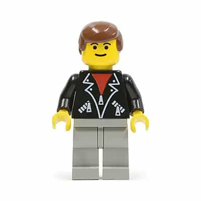 Leather Jacket with Zippers - Light Gray Legs, Brown Male Hair, Eyebrows