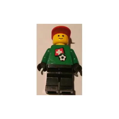 Soccer Player - Swiss Goalie, Swiss Flag Torso Sticker on Front, White Number Sticker on Back (1, 18 or 22, specify number in listing)