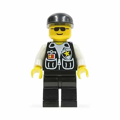 Police - Sheriff Star and 2 Pockets, Black Legs, White Arms, Black Cap, Black Sunglasses
