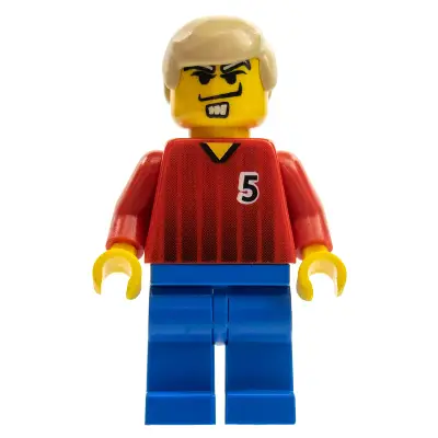 Soccer Player - Red and Blue Team with Number 5