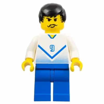 Soccer Player White & Blue Team with shirt #9