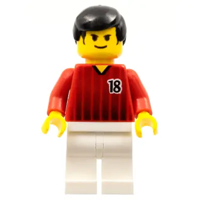 Soccer Player - Red and White Team with Number 18