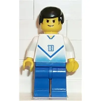 Soccer Player White & Blue Team with shirt #18