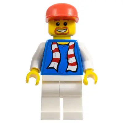 Soccer Fan Blue - White Legs, Striped Scarf Torso Sticker