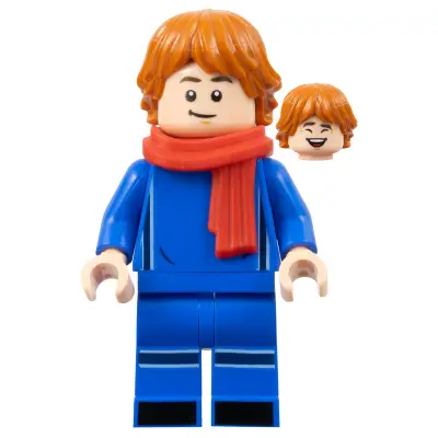 Soccer Spectator - Blue Soccer Uniform, Red Scarf, Dark Orange Hair