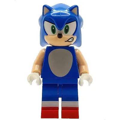 Sonic the Hedgehog - Light Nougat Face and Arms, Open Mouth Smirk to Left