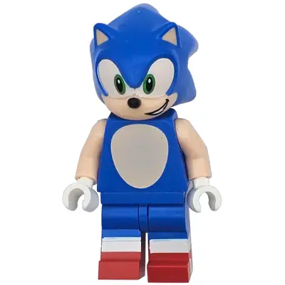 Sonic the Hedgehog - Light Nougat Face and Arms, Open Mouth Smile to Left