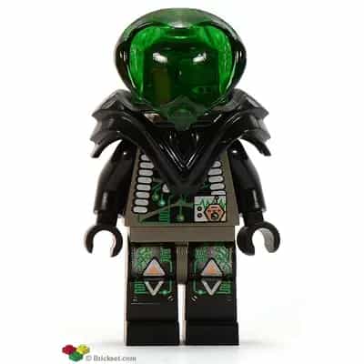 Insectoids Zotaxian Alien - Male, Gray and Black with Green Circuits and Silver Hoses, with Armor (Professor Webb / Locust)