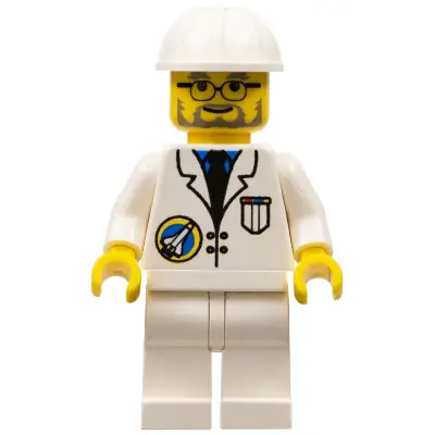Space Port - Scientist, White Construction Helmet, White Legs