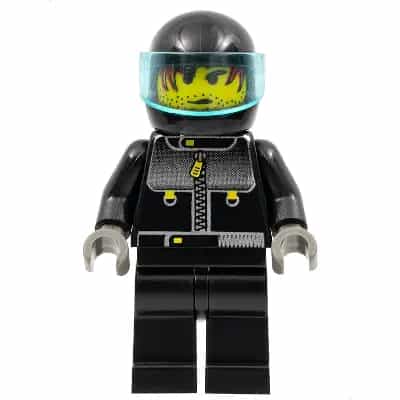 Male Actor 3, Driver, Black Helmet, Trans-Light Blue Visor