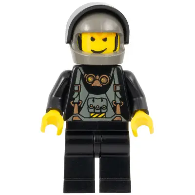 Boat Driver, Black with Dark Gray Helmet, Black Visor