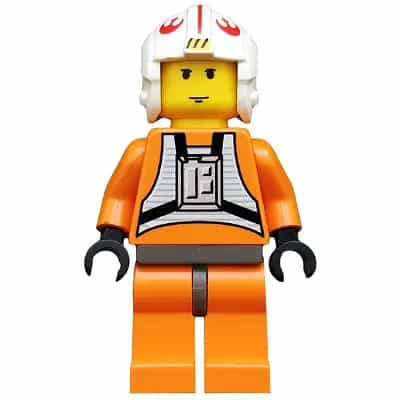 Luke Skywalker - Pilot Suit, Simple Torso and Helmet, Dark Gray Hips, Yellow Head