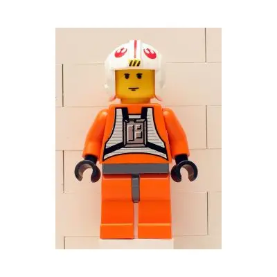 Luke Skywalker - Pilot Suit, Simple Torso and Helmet, Dark Bluish Gray Hips, Yellow Head
