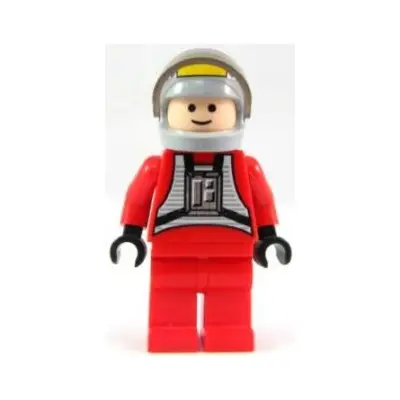 Rebel Pilot B-wing - Light Nougat Head, Light Bluish Gray Helmet, Trans-Brown Visor, Red Flight Suit
