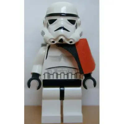 Sandtrooper - Orange Pauldron (Solid), Survival Backpack, No Dirt Stains, Helmet with Solid Mouth Pattern and Solid Yellow Head