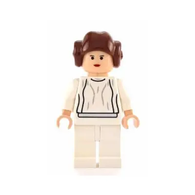 Princess Leia - White Dress, Simple Belt, Small Eyes, Smooth Hair