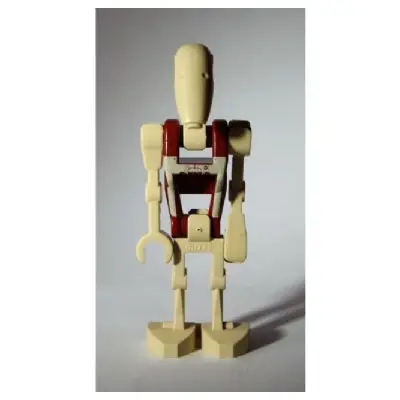Security Battle Droid - Dark Red Torso with Tan Insignia and Chest Badge, Angled Arm and Straight Arm