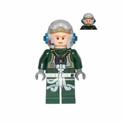 Rebel Pilot A-wing (Open Helmet, Dark Green Jumpsuit, Frown / Scared) (Arvel Crynyd)