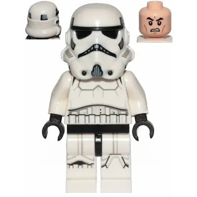 Imperial Stormtrooper - Male, Dual Molded Helmet with Light Bluish Gray Panels on Back, Light Nougat Head, Scowl