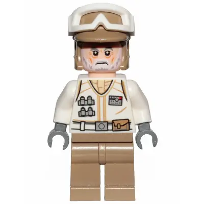 Hoth Rebel Trooper White Uniform, Dark Tan Legs (White Beard)