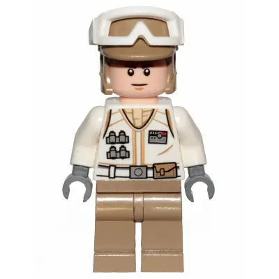 Hoth Rebel Trooper White Uniform, Dark Tan Legs (Frown)