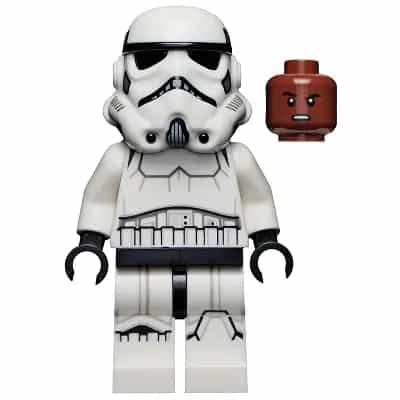 Imperial Stormtrooper - Male, Dual Molded Helmet with Light Bluish Gray Panels on Back, Reddish Brown Head, Grimace