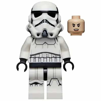 Imperial Stormtrooper - Female, Dual Molded Helmet with Light Bluish Gray Panels on Back, Light Nougat Head, Angry Smile