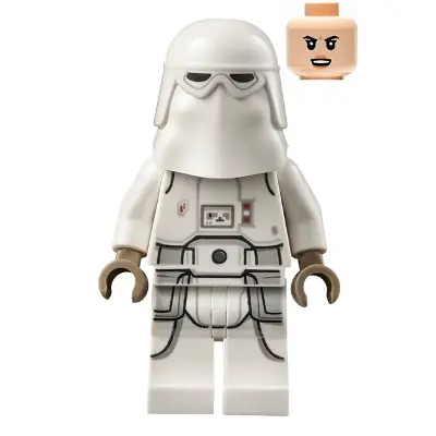 Snowtrooper - Female, Printed Legs, Dark Tan Hands, Light Nougat Head, Angry Smile