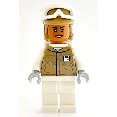 Hoth Rebel Trooper Dark Tan Uniform and Helmet, White Legs and Backpack, Female