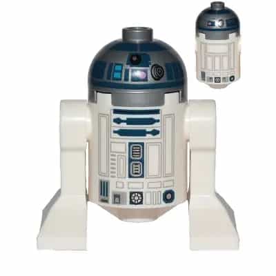 Astromech Droid, R2-D2 - Flat Silver Head, Dark Pink Dots, Large Receptor, Back Printing
