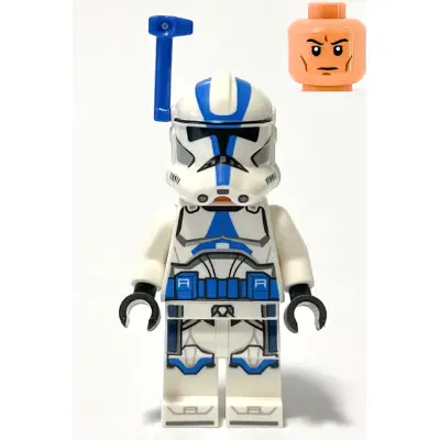Clone Trooper Officer, 501st Legion (Phase 2) - White Arms, Blue Rangefinder, Nougat Head, Helmet with Holes