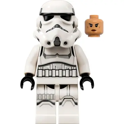 Imperial Stormtrooper - Female, Dual Molded Helmet with Light Bluish Gray Panels on Back, Shoulder Belts, Nougat Head