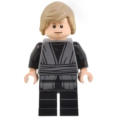 Luke Skywalker - Dark Bluish Gray Jedi Robe, Printed Legs, Hair with Side Part
