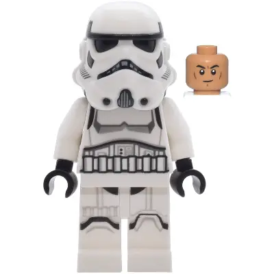 Imperial Stormtrooper - Male, Dual Molded Helmet with Light Bluish Gray Panels on Back, Shoulder Belts, Medium Nougat Head