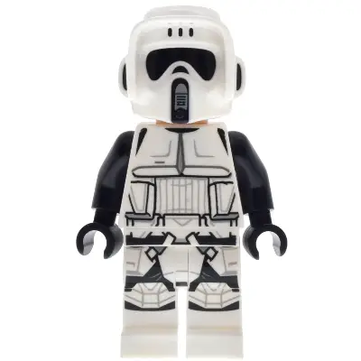 Imperial Scout Trooper - Male, Dual Molded Helmet, Belt with Small Dots on Back, Light Nougat Head, Dark Brown Eyebrows, Frown