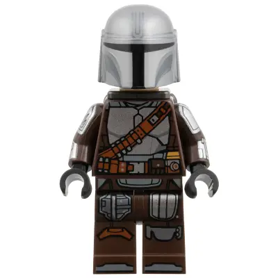 The Mandalorian / Din Djarin / 'Mando' - Silver Beskar Armor, Jetpack, Printed Head, Reddish Brown and Dark Silver Knee Pads