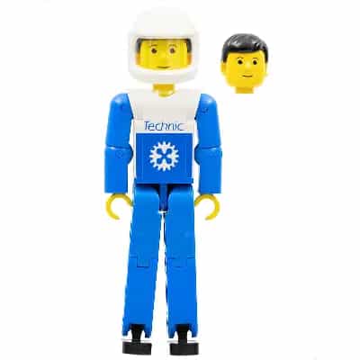 Technic Figure Blue Legs, White Top with Blue Technic Logo, Blue Arms, White Helmet