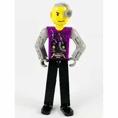 Technic Figure Cyber Person, Black Legs, Mechanical Arms, Yellow Head, Cyborg Eyepiece (4114402)