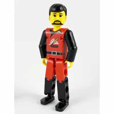 Technic Figure Red/Black Legs, Red Top, Black Hair (Fireman)