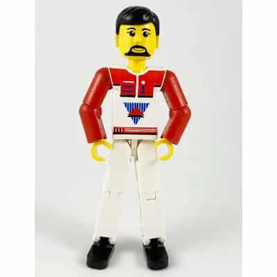 Technic Figure White Legs, White Top with Red Vest, Red Arms, Black Hair (4105222)