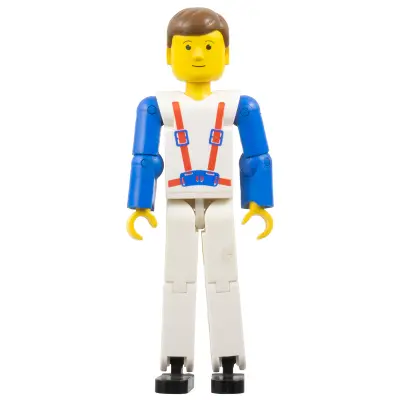 Technic Figure White Legs, White Torso with Red Harness, Blue Arms