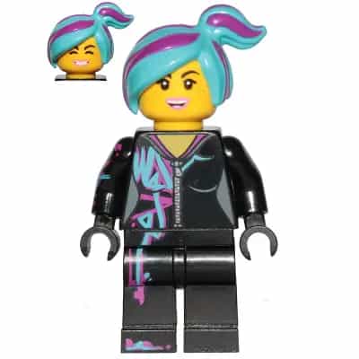 Lucy Wyldstyle with Magenta Lined Hoodie, Medium Azure and Magenta Hair, Smile / Cheerful