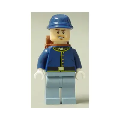 Cavalry Soldier - Backpack, Brown Eyebrows, Lopsided Open Mouth Smile, Stubble