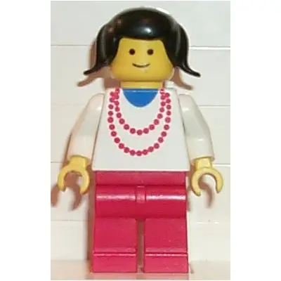 Necklace Red - Red Legs, Black Pigtails Hair