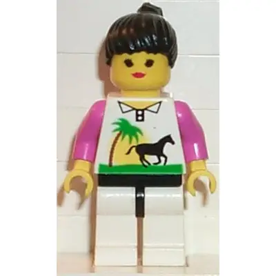 Horse and Palm - White Legs, Black Ponytail Hair, Black Hips