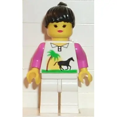 Horse and Palm - White Legs, Black Ponytail Hair
