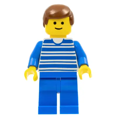 Horizontal Lines Blue - Blue Arms - Blue Legs, Brown Male Hair