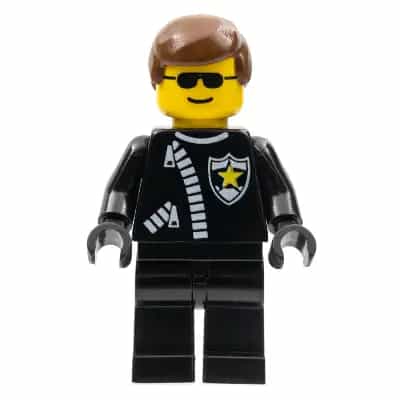 Police - Zipper with Sheriff Star, Brown Male Hair